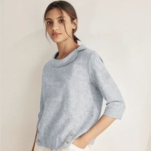 LINEN ROUND SOFT-FOLD COLLAR TOP